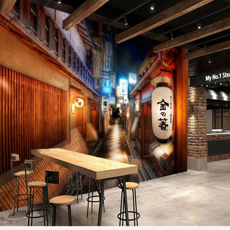 Прямая поставка! винтажные обои в стиле ретро уличная японская кухня суши дом для