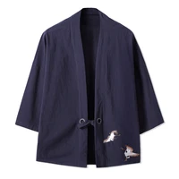 chinese style summer linen cotton kimono jacket cool japanese ethnic cardigan coat hiphop embroidery streetwear kimono 061402