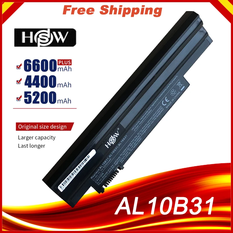 HSW 6 Батарея для ноутбука Acer AL10B31 AL10G31 D270 D260 AOD255 AOD260 522 D255 722 D255E D257 D257E E100 AL10A31