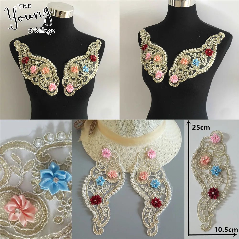 Новый бренд вышивка 3D цветок кружевной воротник тканевый шитье Кружева декольте