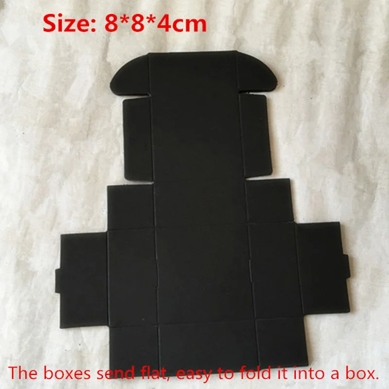 

50pcs/lot-8*8*4cm Black color Kraft paper packaging box Jewelry handmade Soap Aircraft box