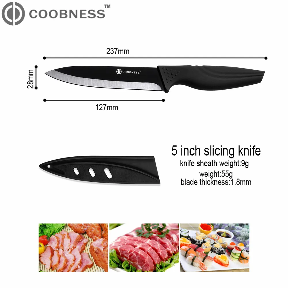 Набор керамических ножей COOBNESS 5 шт. фирменный красный нож подставка Овощечистка +