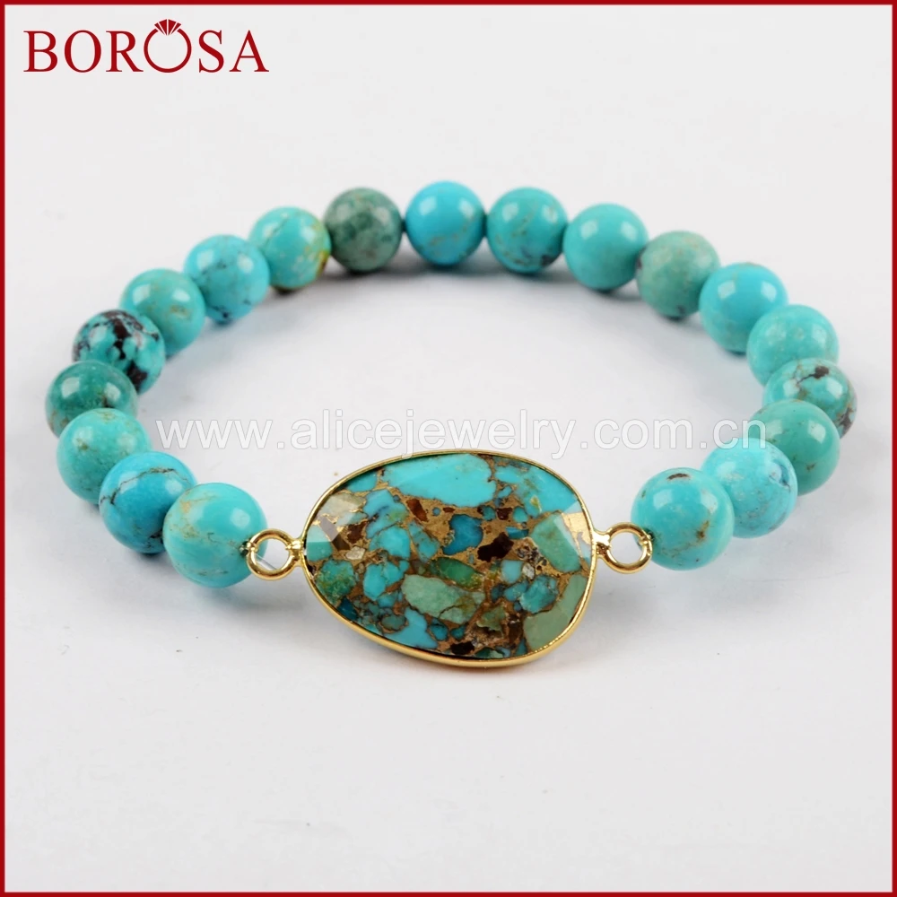 BOROSA 1/2/3 шт Золото/Серебро Цвет Медь натуральная бирюза граненый с 8 мм натуральной