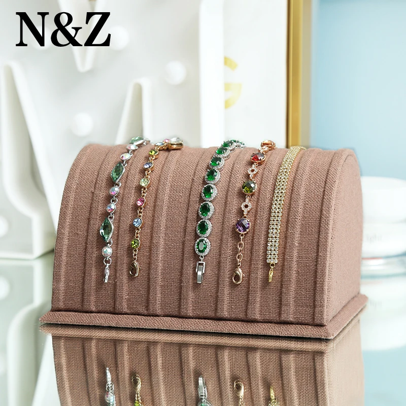 N & Z коричневое льняное ожерелье с подвеской стойка для дисплея картонная Длинная