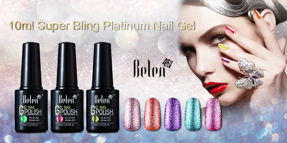Belen 10 мл цвет ful Platinum блеск для ногтей глянцевый гель лак для ногтей долговечный лак для ногтей Soak-светодио дный off LED UV Lucky гель лак 34 Цвета
