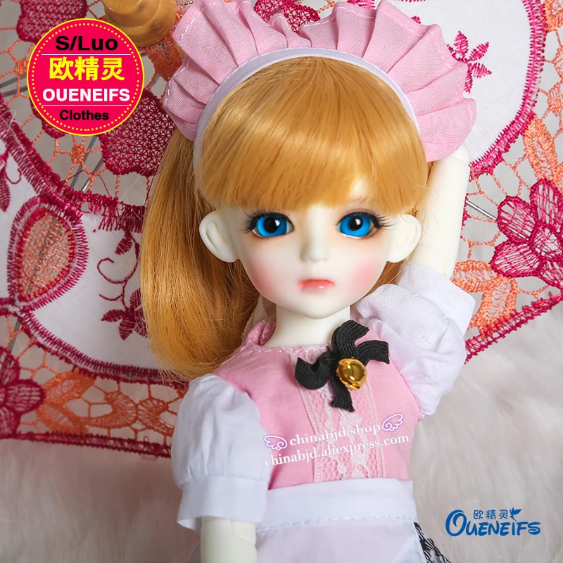 Одежда для куклы BJD SD 1/6 наряд розовые платья фартук в клетку аниме-униформа
