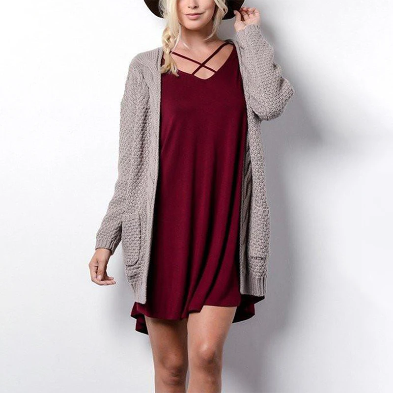 Зимнее пальто повседневный длинный вязаный кардиган Осенний корейский женский