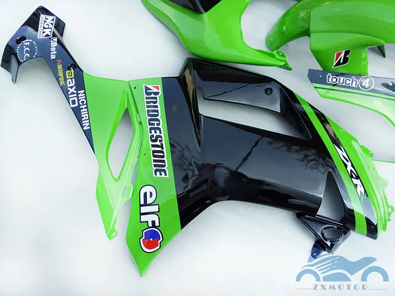 Высококачественный комплект обтекателей для ZX6R 636 комплекты 2007 2008 Зеленый Черный