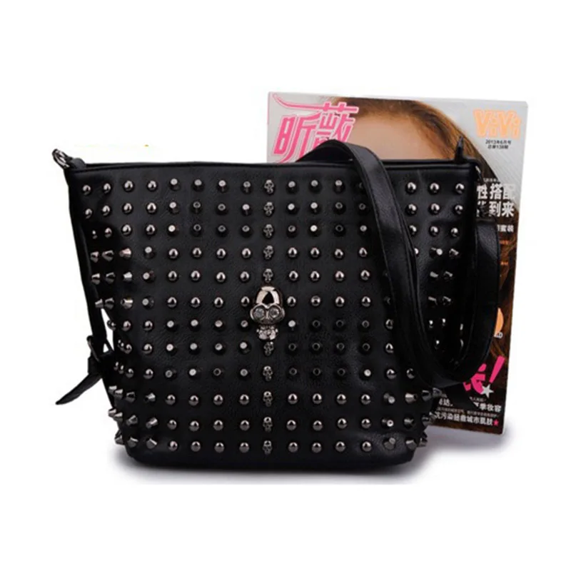 Женская мода Череп Сумка Заклепки Мини Лоскут Креста Тела ИСКУССТВЕННАЯ Кожа