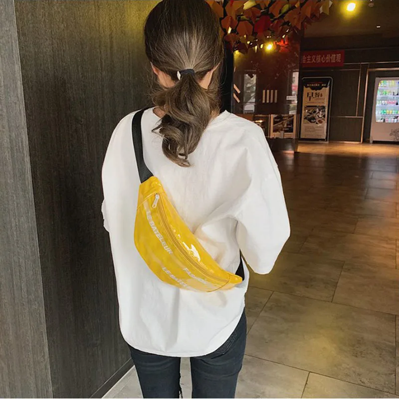 Женская поясная сумка 4 вида цветов водонепроницаемая прозрачная 2 кармана для