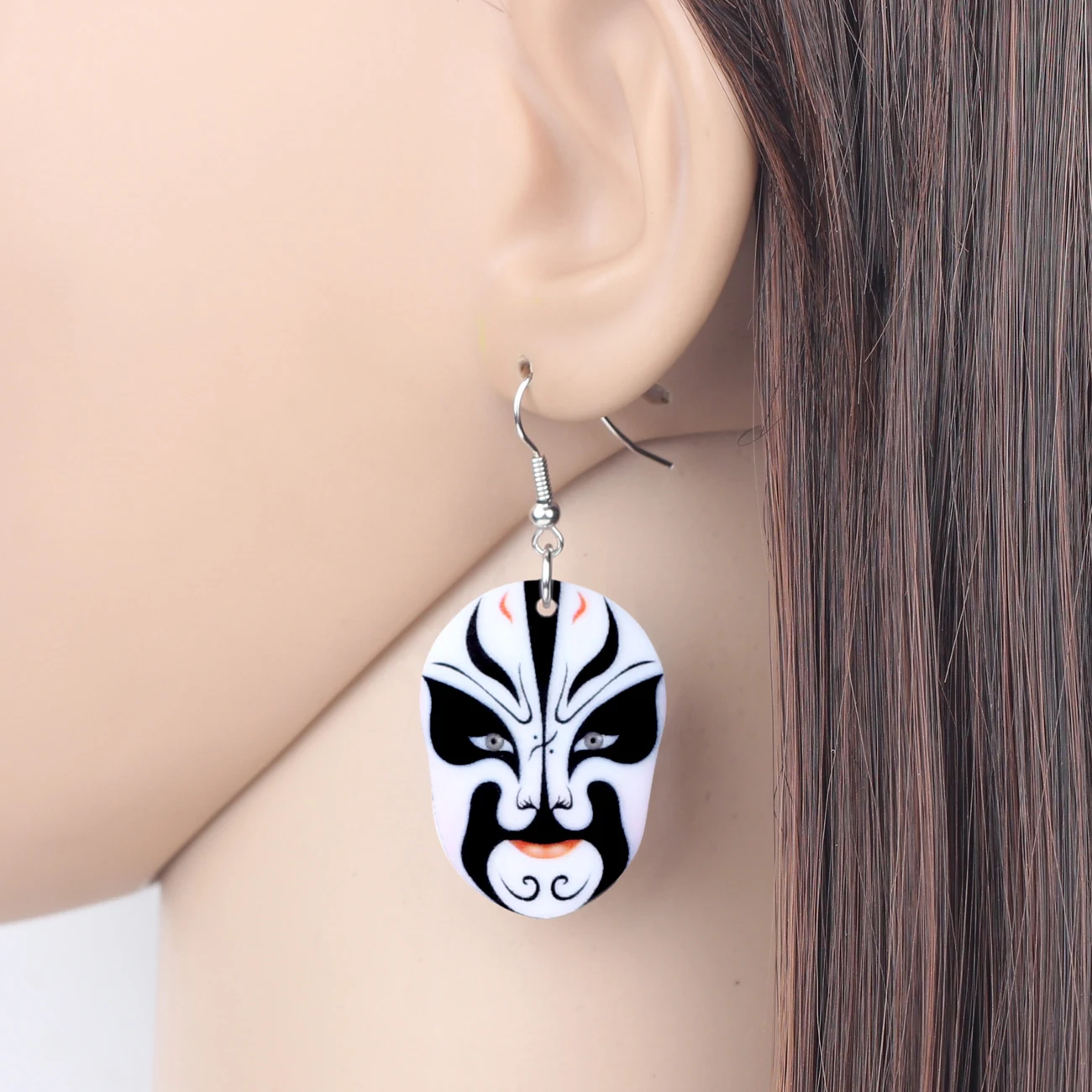 WEVENI Acrylic Chinese Beijing Opera Facial Masks Earrings Drop Dangle Fashion Novelty Jewelry For Women Girl Gift Charms Bijoux | Украшения