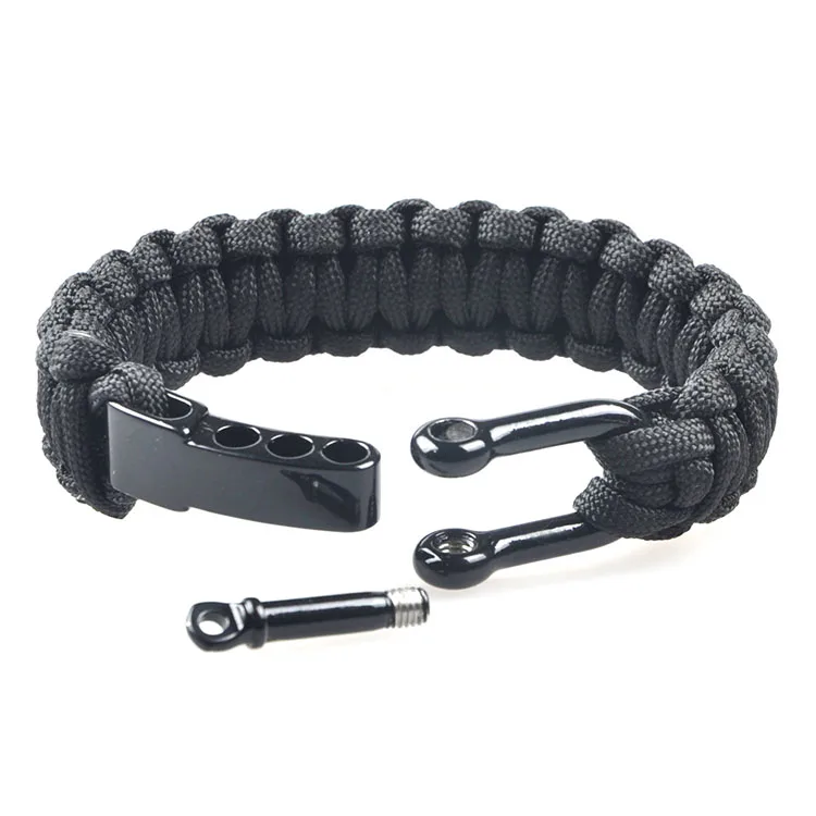 

Rope Braided Pulseras Outdoor Survival Camping Rescue Paracord Bracelets Parachute Cord Men Emergency Black Stainless Buckles