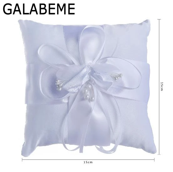 Galabeme 15*15 см свадебные кольца Подушка с белой лентой подушки несущей винтажная