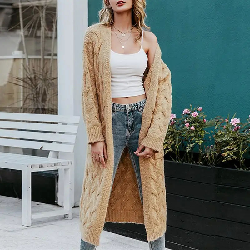 Turmeric mohair long cardigan knitted sweater 2019 autumn winter new women Long sleeve female jumper casual streetwear |