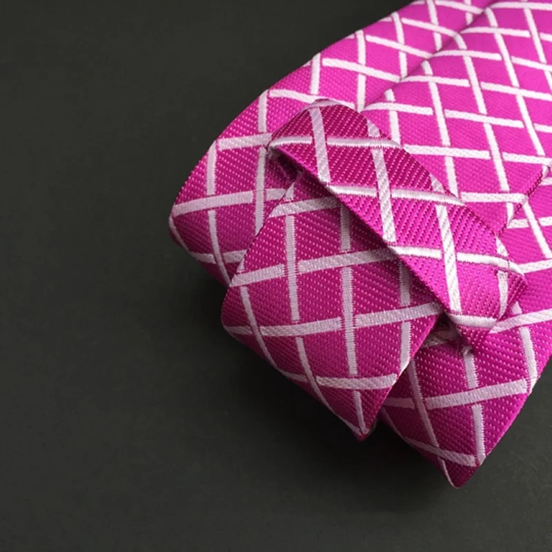 New 8 cm Mens Ties 6 Colors Plaid Tie Men's Business Wedding Party Jacquard Woven 100% Silk Necktie | Аксессуары для одежды
