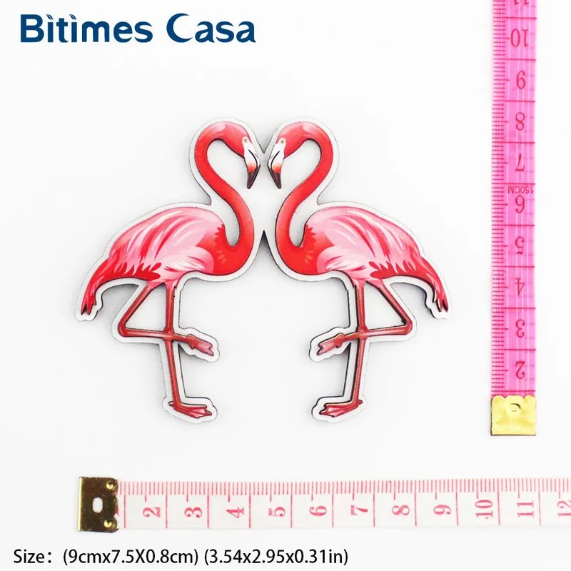 Магниты на холодильник Bitimes Love Flamingo магнитная наклейка из MDF для украшения дома