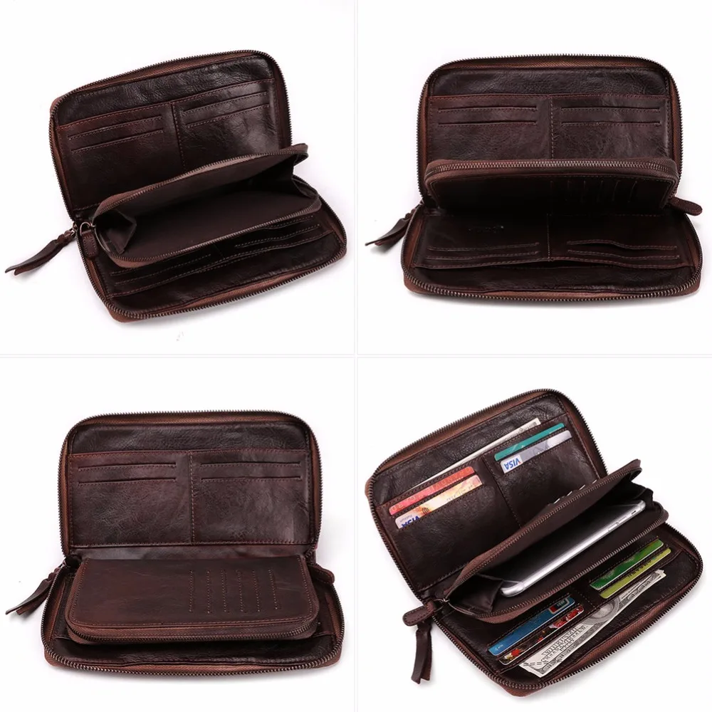 Men Wallet Luxury Genuine Leather Long Clutch Large Purse Phone Bag Carteira Masculina Super | Багаж и сумки