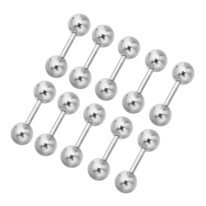 Silver 10 шт./лот, модные двойные шариковые винты, мужские маленькие серьги, нержавеющая сталь, Золотая Сережка-гвоздик, серебряный цвет, ювелирные изделия для женщин - Окраска металла: Silver