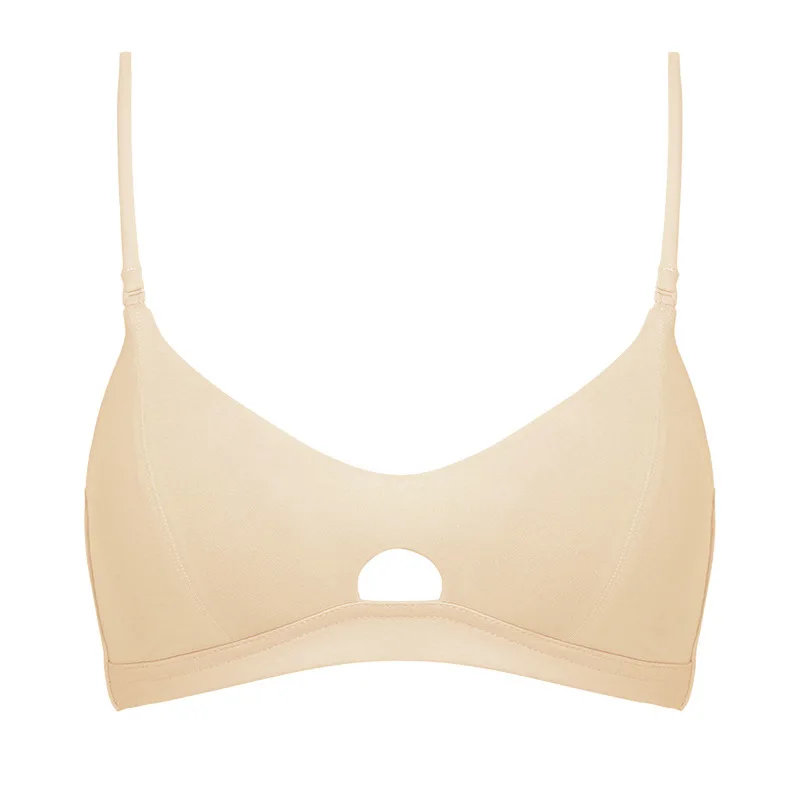 Beige CINOON, модное женское нижнее белье, хлопковый бюстгальтер, сексуальное нижнее белье, бюстгальтер без косточек, однотонный бюстгальтер без косточек - Color: Beige