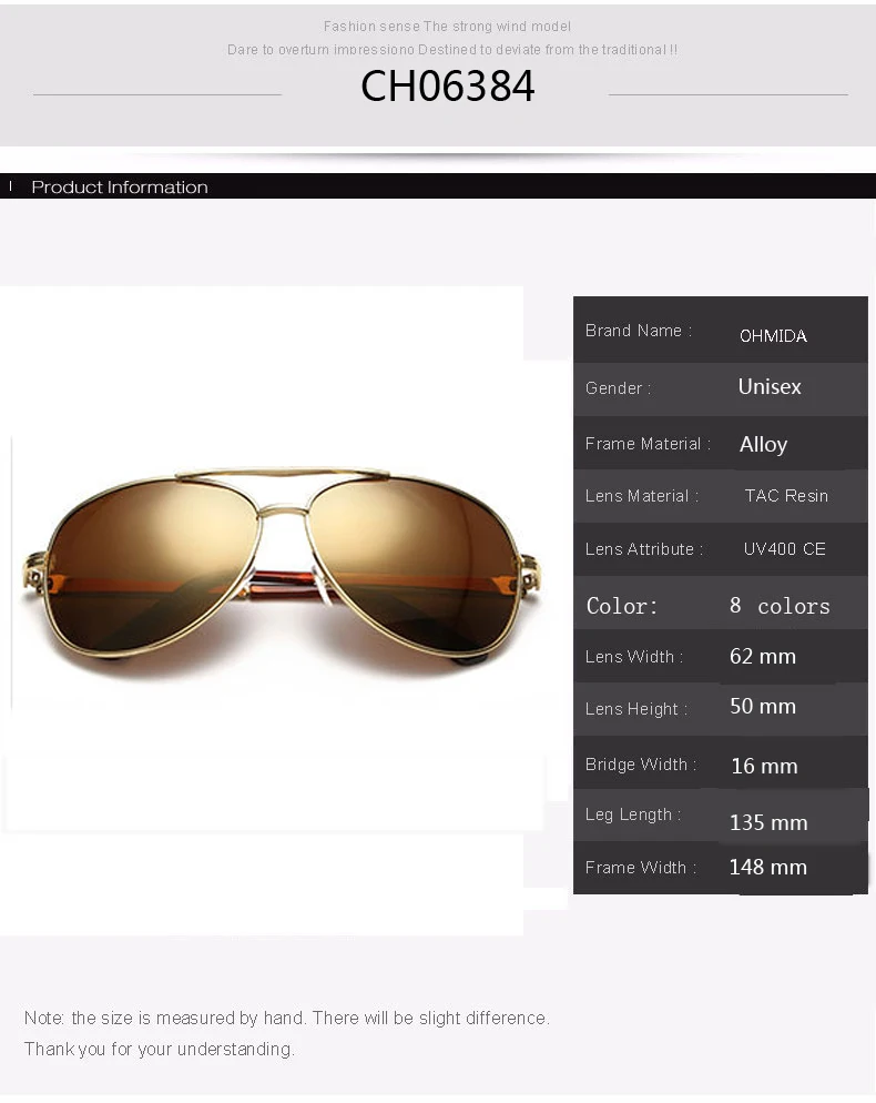 OHMIDA New Fashion Polarized Sunglasses Men Driving Sun Glasses Male Vintage Shades Goggle Polaroid Pilot Women UV400 | Аксессуары для
