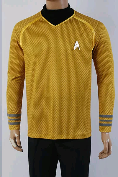 Звезда Косплэй Trek костюм капитана Кирка с О образным вырезом трикотажные рубашки