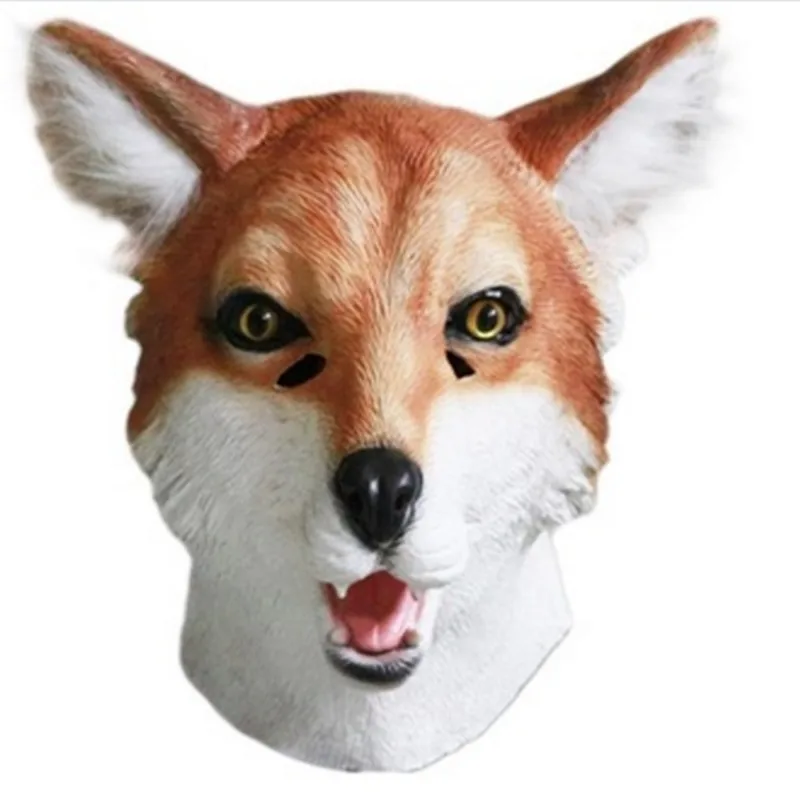 

Latex Halloween Costume Accessory Full Overhead Red Fox Animal Head Mask