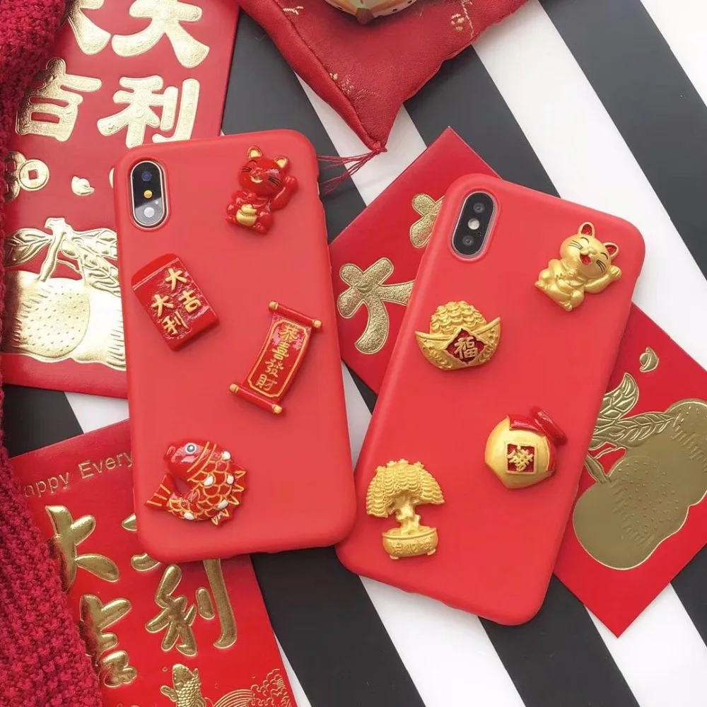 Супер прекрасный 3D Китайский Маджонг Lucky Cat золотой слиток шелк шаблон ТПУ чехол