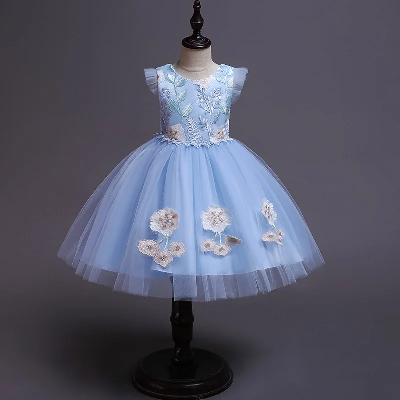 as picture Летнее праздничное платье для девочек; vestidos; платье принцессы с вышивкой на свадьбу; платье с цветочным узором для девочек; одежда для маленьких девочек - Цвет: as picture