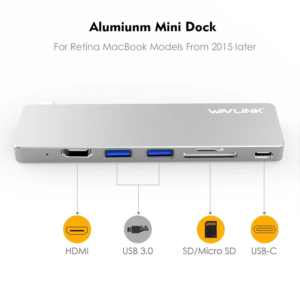 Wavlink USB C концентратор к HDMI 4K адаптер с SD/Micro SD кардридер A 3 0 питания для MacBook