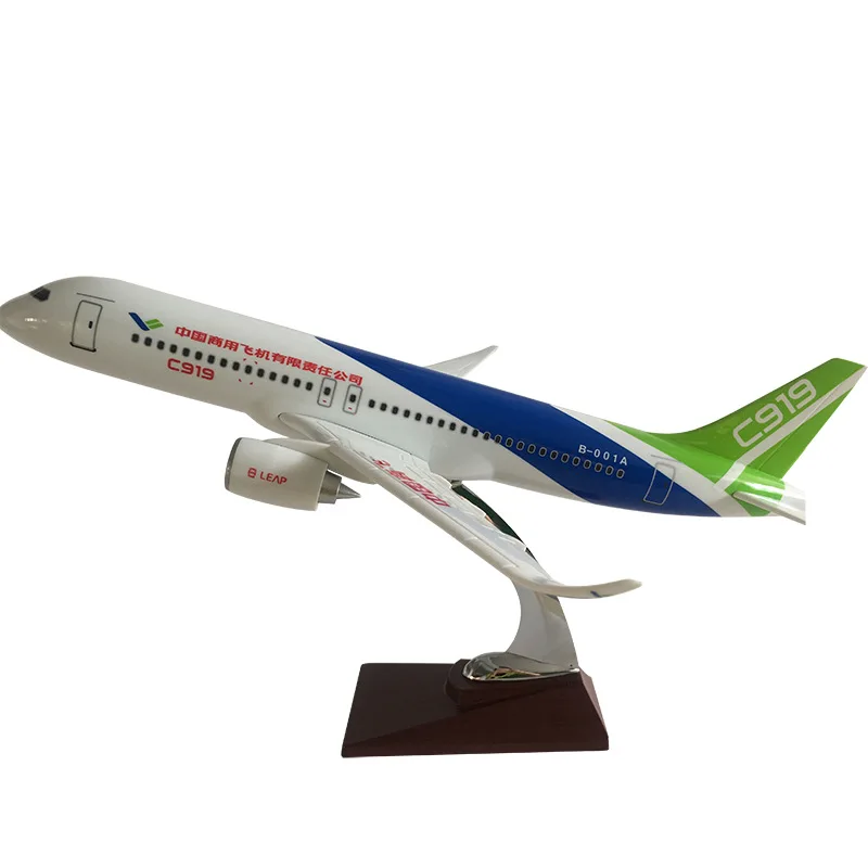 38 см Смола C919 Китай коммерческий самолет Airbus Модель Летающий авиационная модель