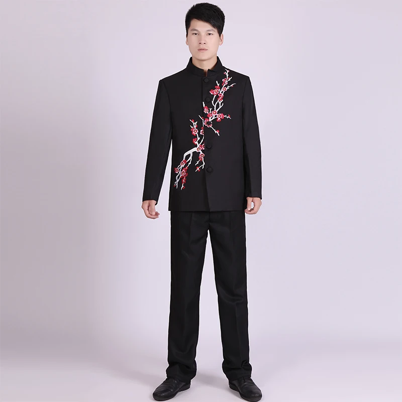 

Embroidery Plum Tunic Traditional Stand Collar Suits Costume Male Embroidery Suit Chinese wedding dress Ancient Costume tunic