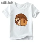 Футболка для маленьких мальчиков и девочек с рисунком мопса собаки блинчиков еды детская забавная футболка детские летние белые топы, ooo2161