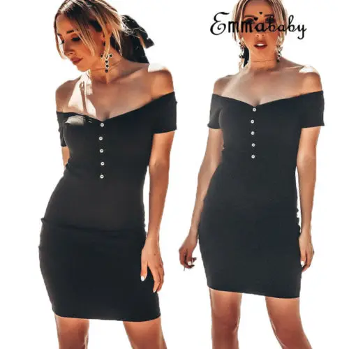 New Sexy Lady Women's Bodycon Bandage Short Sleeve Off Shoulder Evening Party Dress | Женская одежда
