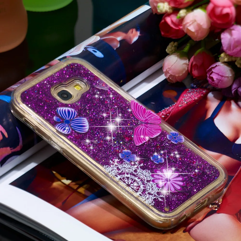 Блестящий плавающий чехол с зыбучим песком для Galaxy A3 A5 2016 A310 A510 из ТПУ Samsung 2017 A320 A520