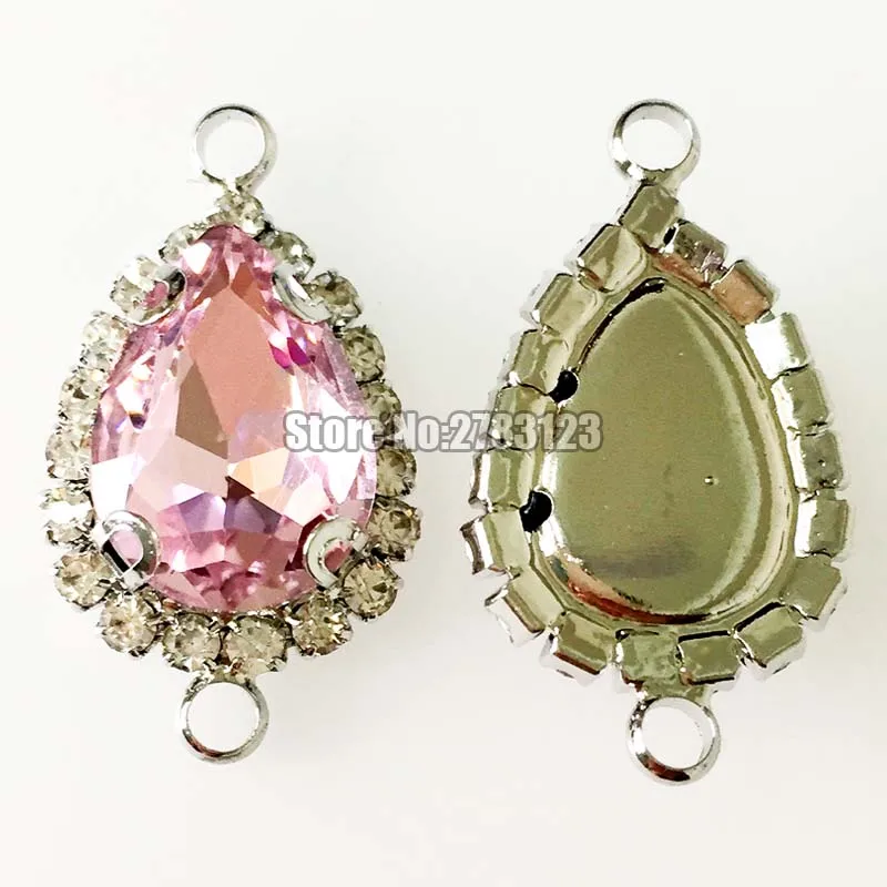 Розовая Серебристая НИЖНЯЯ Хрустальная пуговица Высококачественная Двойная