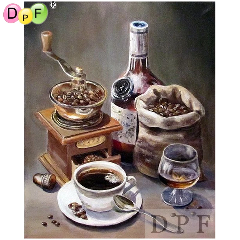 DPF Алмазная вышивка придают кофе картина вышитая бисером neendlework Стразы дома