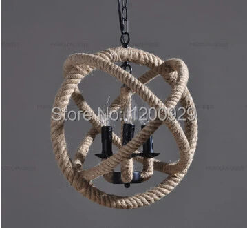 Retro Nostalgia Hand-woven Hemp Rope Chandelier Suspended Ceiling Droplight 90-260V Free Shipping PLL-61 | Лампы и освещение