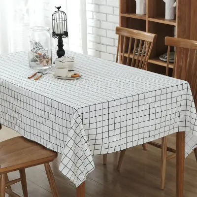 Недорогой черно белый настольный клетчатый чехол для столовой|table cover|white table