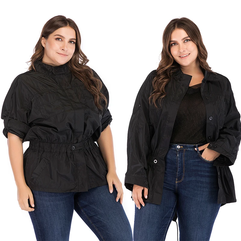 Женское пальто классическое повседневное тонкое с стоячим воротником и длинным