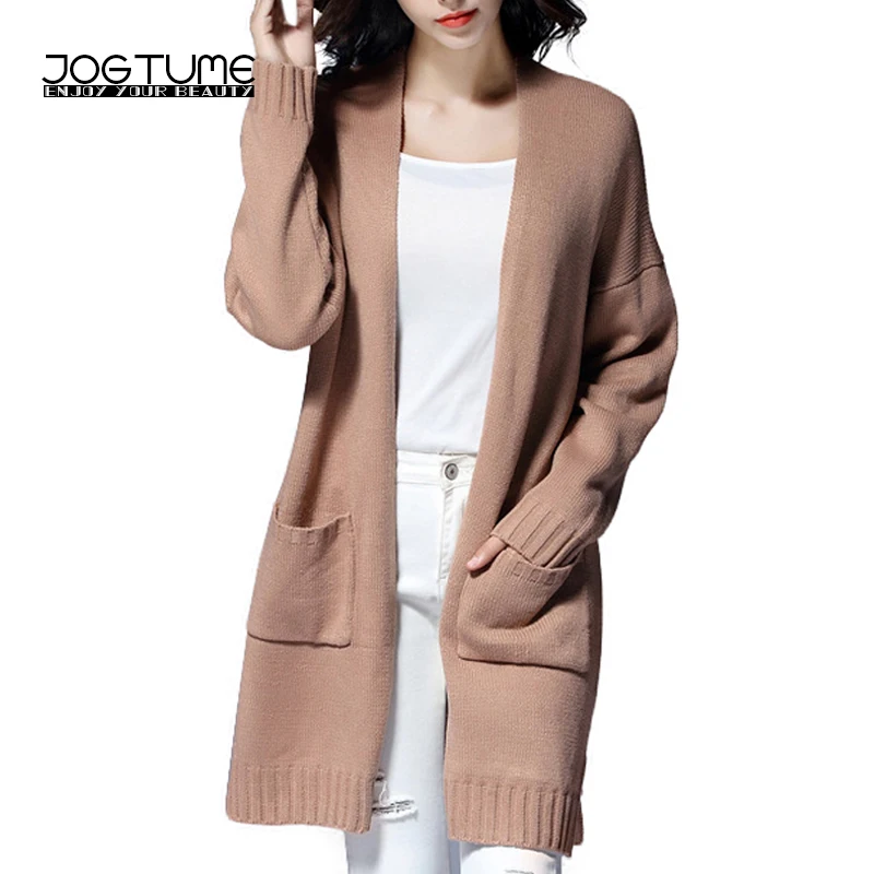 JOGTUME Long Sweater Cardigan Plus Size 2017 Autumn Spring Casual Women's Baggy Sweaters Chunky Cardigans Warm Outerwear Coats |
