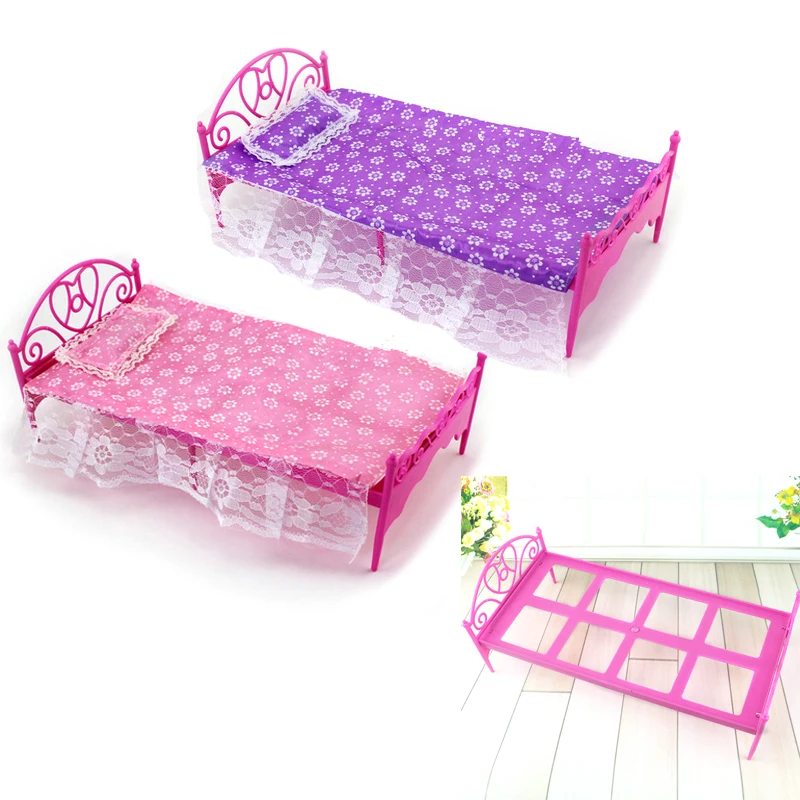 SUN &amp CLOUD 1 Set Single Bed for Barbies Dollhouse Furniture Pillow Sheet Color Random | Игрушки и хобби
