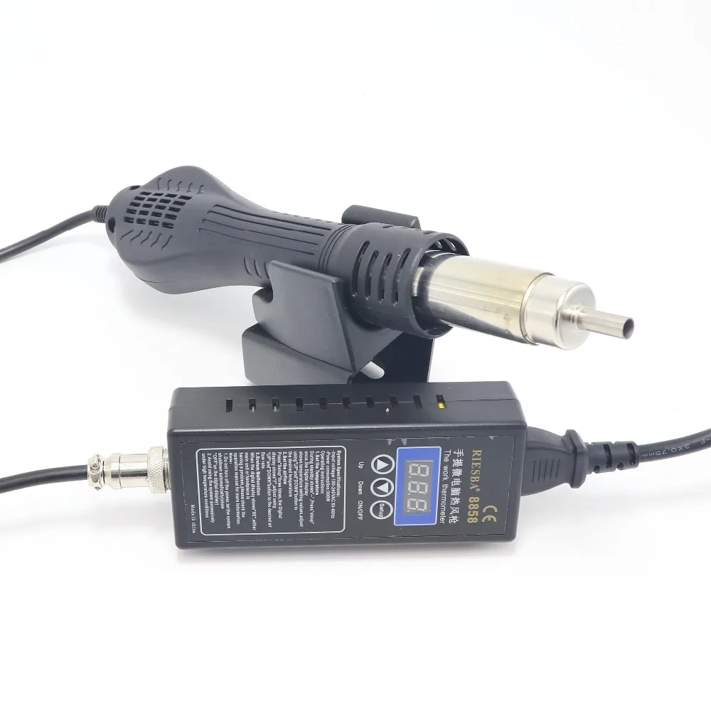 RIESBA 220V Портативная паяльная станция BGA с горячим воздуходувкой, тепловая пушка 8858, лучшая ручная Тепловая пушка с 7 насадками