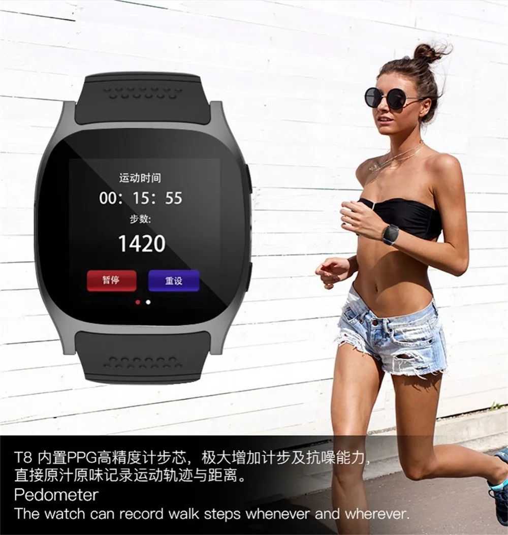 Новые 360 T8 Bluetooth Смарт часы с камерой Facebook Whatsapp поддержка sim карты TF для телефона