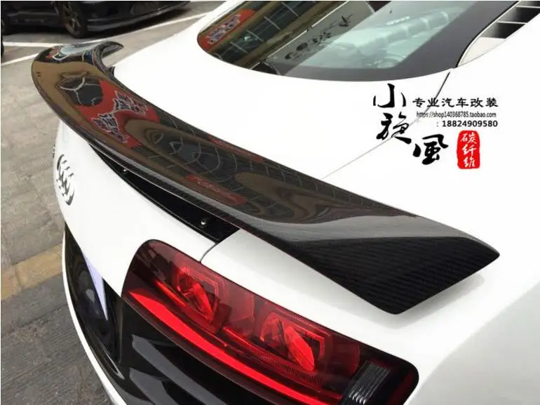 100% углеродное волокно автомобильный спойлер для заднего крыла багажника Audi R8 V8 V10