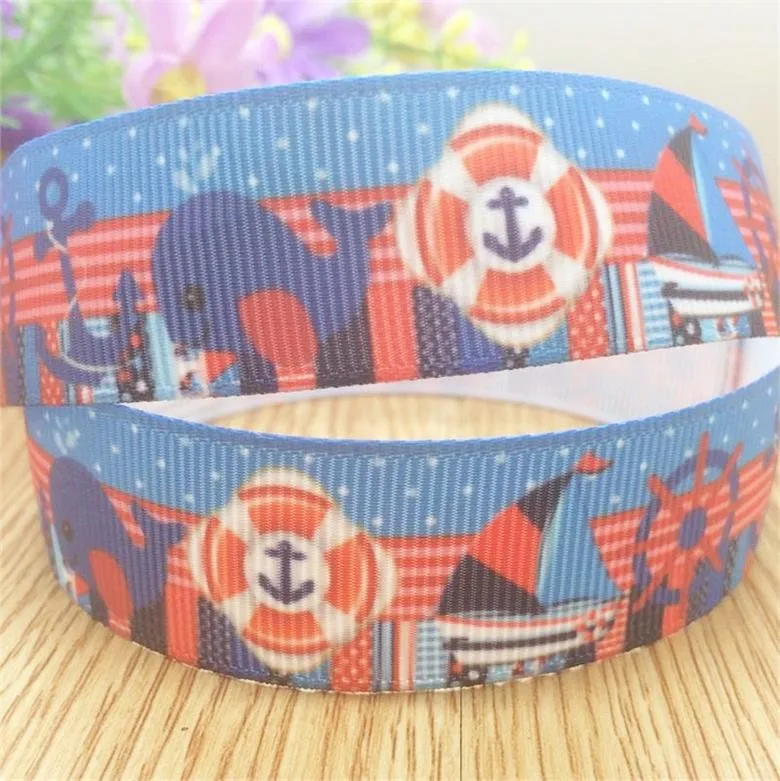 ; набор из 10 ярдов 7/8 ''22 мм с принтом в виде якорей и grosgrain мультфильм лента, ободок для волос с бантом аксессуары для одежды хлебобулочные пакет