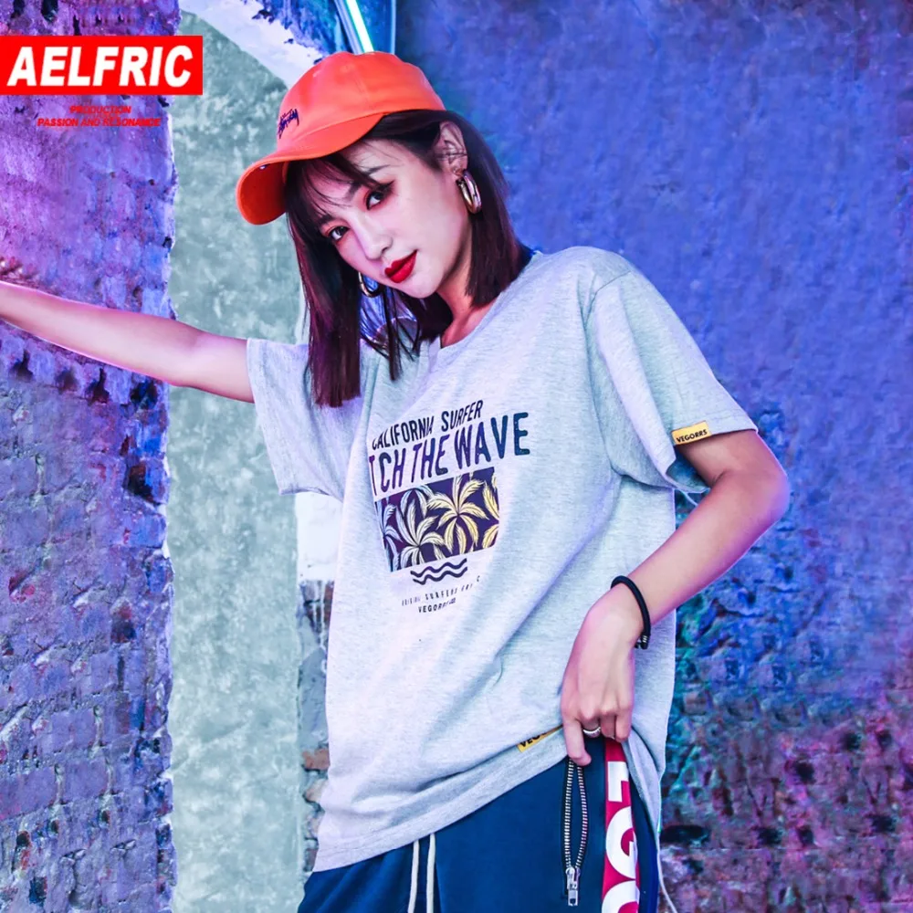 Женские футболки с коротким рукавом Aelfric Harajuku уличные свободные буквенным