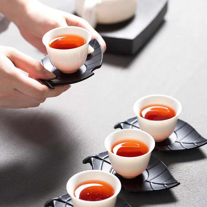 Пинни японский стиль железные чайные чашки коврики в форме листа термостойкий