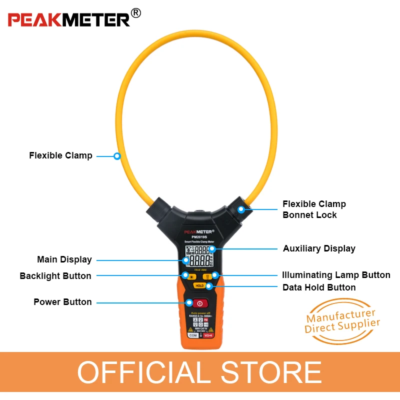 Цифровой мультиметр PEAKMETER PM2019S портативный цифровой с гибким зажимом переменного