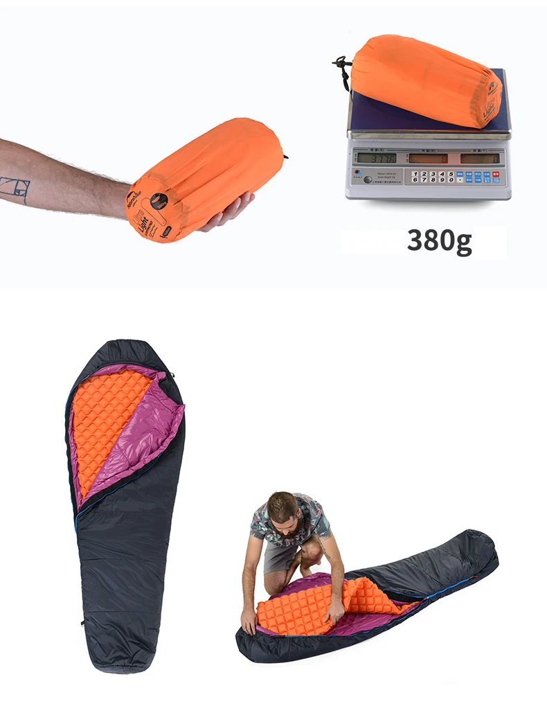 Naturehike Utralight Открытый походный коврик ТПУ надувной матрас 1 Persom Сверхлегкий портативный спальный коврик Надувная Подушка