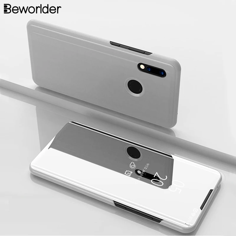 Для Huiawei P Smart 2019 чехол искусственная кожа и пластик металлизированный зеркальный